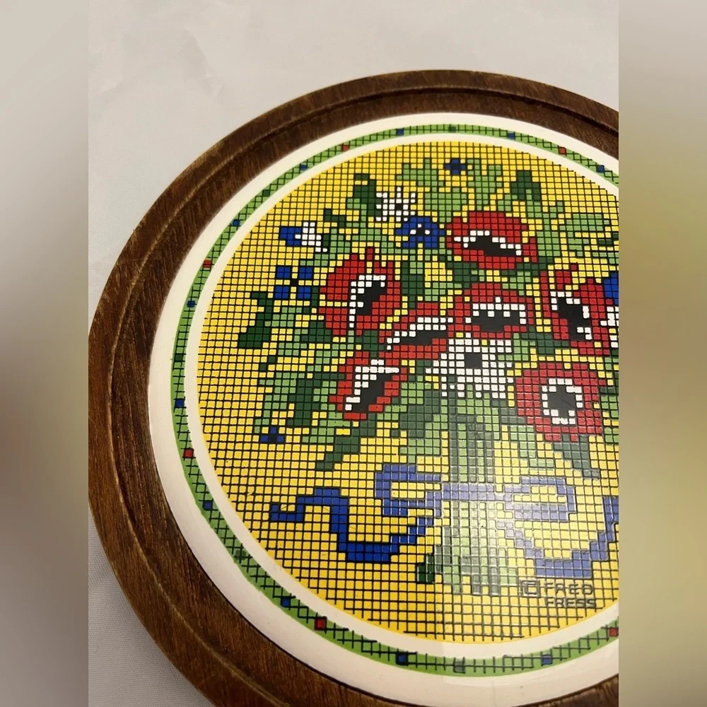 Trivet, MCM Fred Press Needlepoint Floral Design, Wood Base, Signed, Vintage EUC
